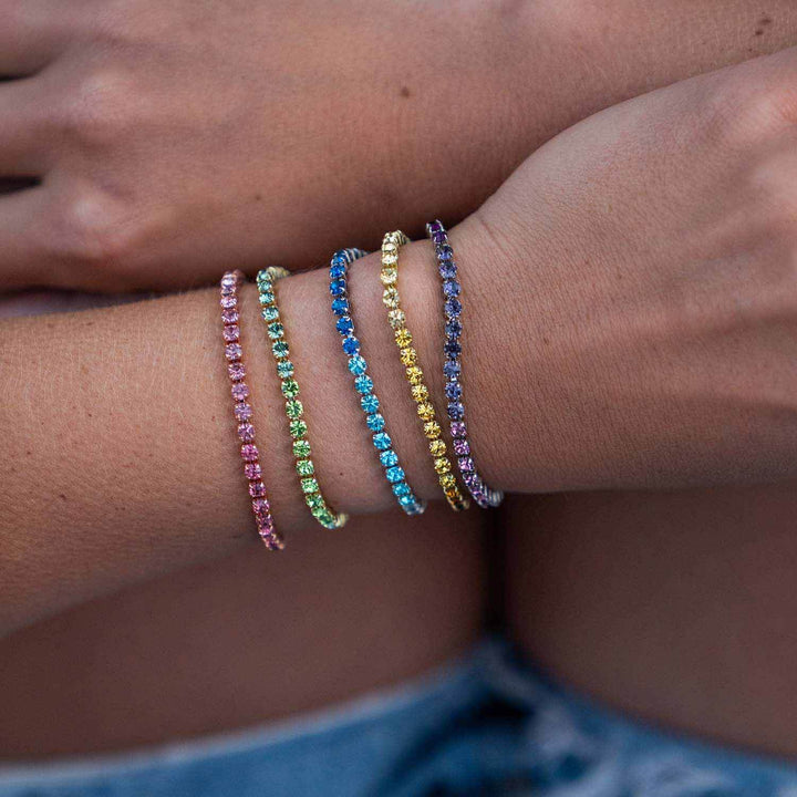 Vibrant Meaningful Colors Tennis Bracelet for Style - Wearing Felicity Meaningful-Colors-Tennis-Bracelet-01 Wear Felicity