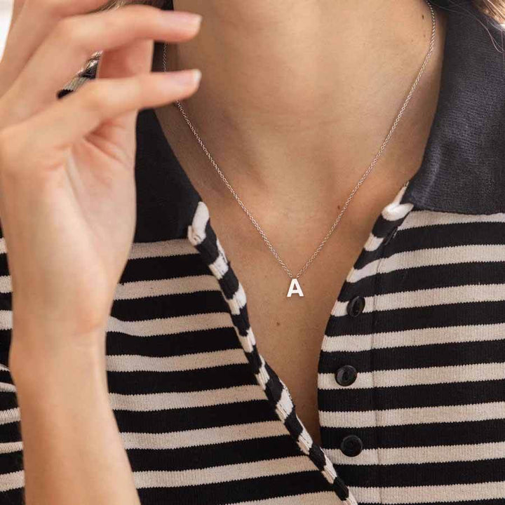 Chic Mini Initial Necklace for Everyday Elegance - Wearing Felicity Mini-Initial-Necklace-Gold-01 Wear Felicity