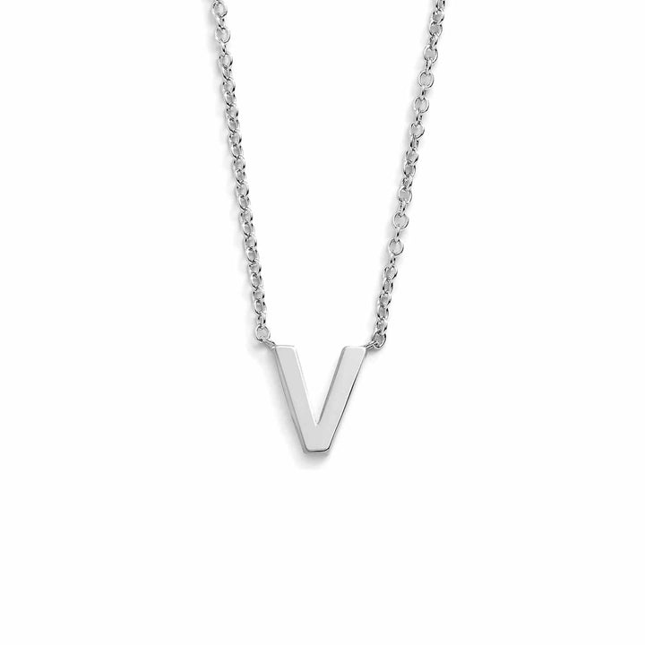 Chic Mini Initial Necklace for Everyday Elegance - Wearing Felicity Mini-Initial-Necklace-Silver-V Wear Felicity