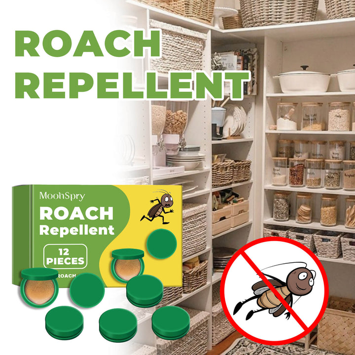 MouthSpry roach repellent packaging with green containers on a pantry background Effective MoonSpry Roach Deterrent for Home & Kitchen MoonSpry Roach Deterrent for Home, Dorm, and Kitchen, Effective in Exterminating and Repelling Cockroaches