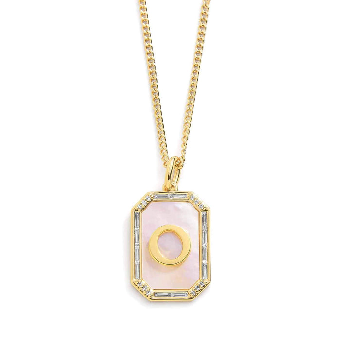 Elegant Mother Of Pearl Initial Necklace - Wearing Felicity Mother-Of-Pearl-Initial-Necklace-Gold-O Wear Felicity