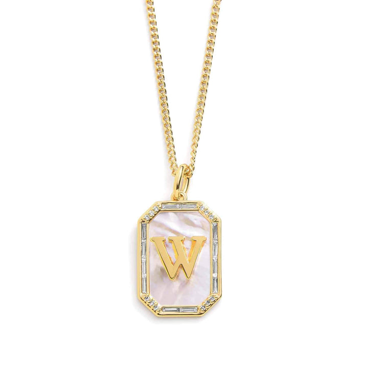 Elegant Mother Of Pearl Initial Necklace - Wearing Felicity Mother-Of-Pearl-Initial-Necklace-Gold-W Wear Felicity
