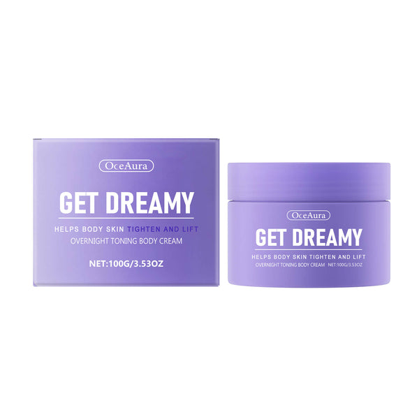 OceAura Get Dreamy overnight toning body cream packaging on a white background OceAura Body Shaping Cream for Moisturizing & Lifting OceAura Body Shaping Cream Daily Use to Moisturize and Lift the Body Skin Shaping and Beauty Moisturizing Cream