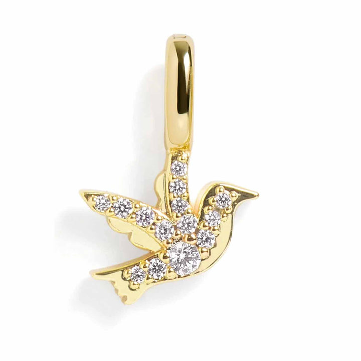 Pavé Bird Remembrance Charm Love & Spiritual Freedom - Wearing Felicity Pave-Bird-Remembrance-Charm-Gold Wear Felicity
