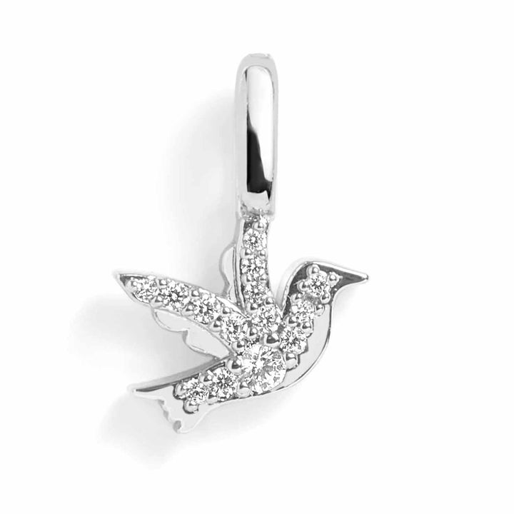 Pavé Bird Remembrance Charm Love & Spiritual Freedom - Wearing Felicity Pave-Bird-Remembrance-Charm-Silver Wear Felicity