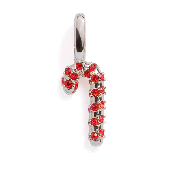 Festive Pavé Candy Cane Charm for Your Jewelry - Wearing Felicity Pave-Candy-Cane-Charm-Silver Wear Felicity