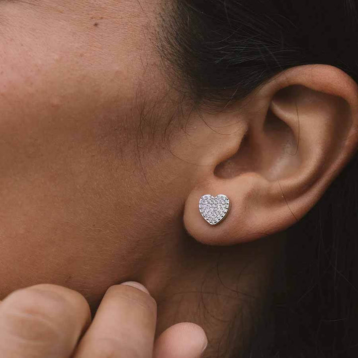 Elegant Pavé Heart Earrings for Everyday Style - Wearing Felicity Pave-Heart-Earrings-02 Wear Felicity