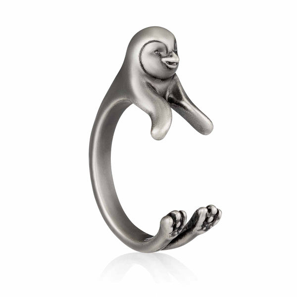 Charming Penguin Wrap Ring for Animal Lovers - Wearing Felicity Penguin-Wrap-Ring-01 Wear Felicity