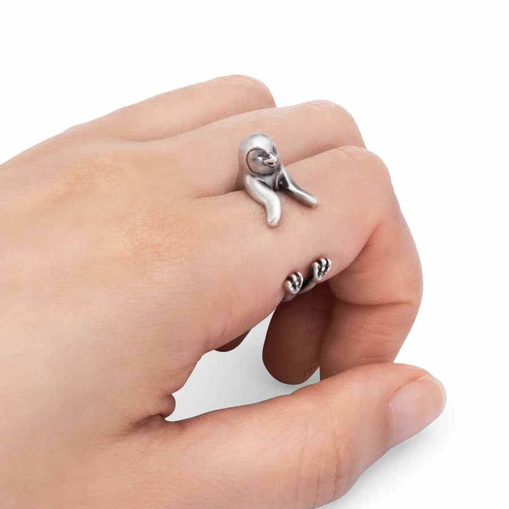 Charming Penguin Wrap Ring for Animal Lovers - Wearing Felicity Penguin-Wrap-Ring-02 Wear Felicity