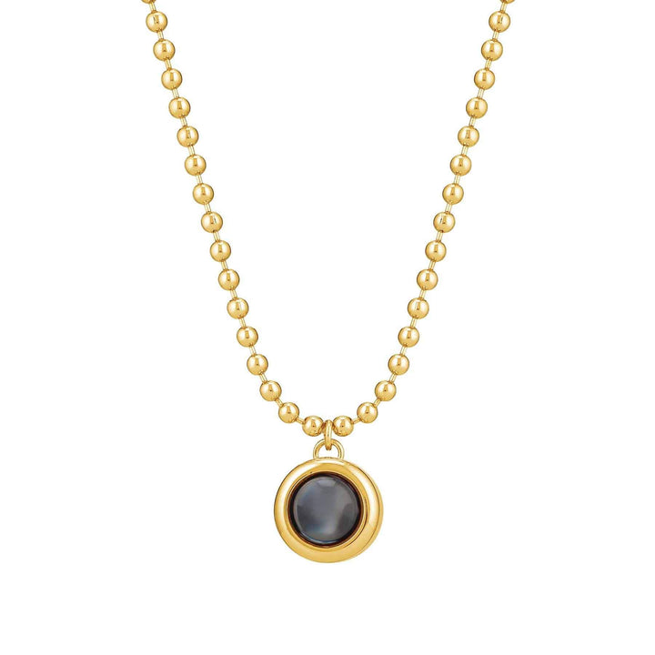 Custom Personalized Ball Shot Photo Necklace - Wearing Felicity Personalized-Ball-Shot-Photo-Necklace-Gold Wear Felicity