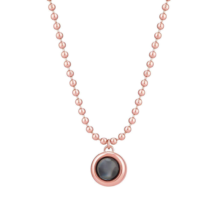 Custom Personalized Ball Shot Photo Necklace - Wearing Felicity Personalized-Ball-Shot-Photo-Necklace-Rose-Gold Wear Felicity