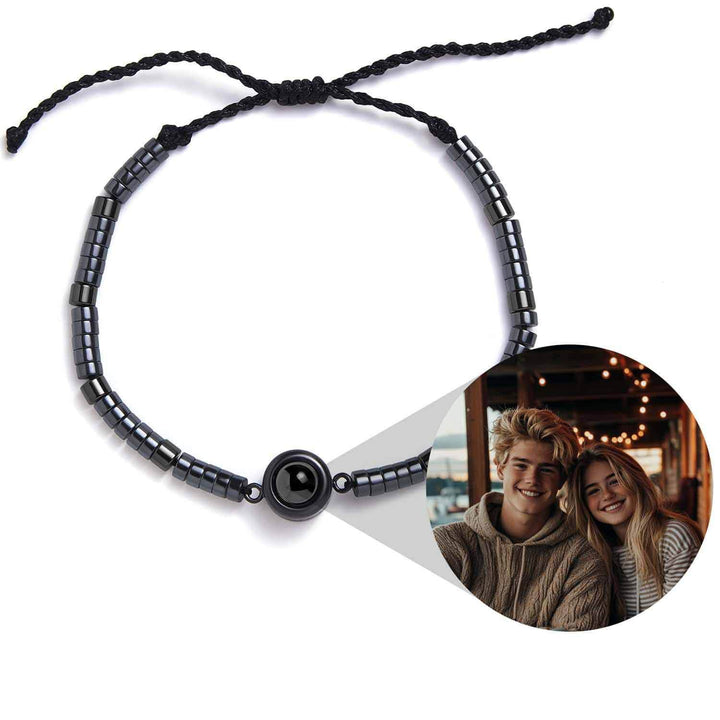 Personalized Beaded Photo Bracelet - Unique Gift Idea - Wearing Felicity Personalized-Beaded-Photo-Bracelet-Hematite Wear Felicity