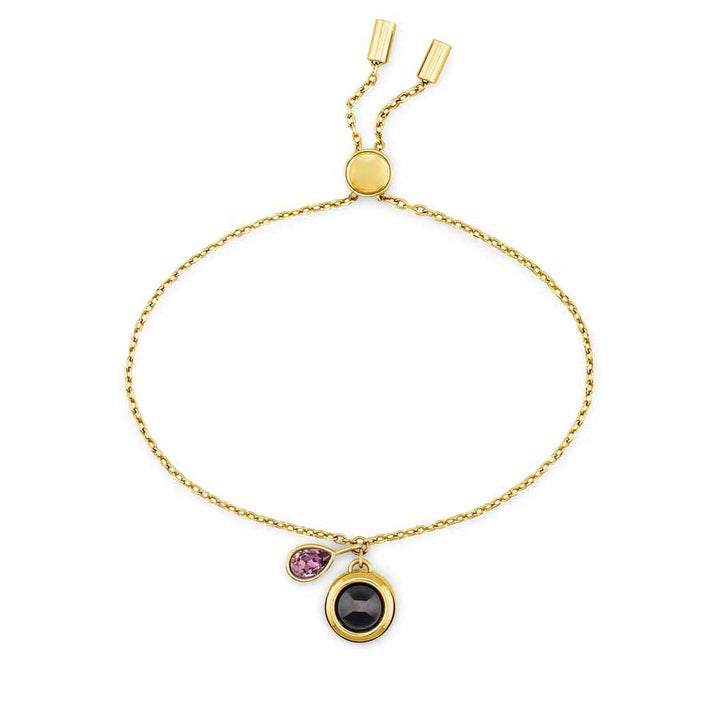 Customizable Birthstone Slider Bracelets - Wearing Felicity Personalized-Birthstone-Slider-Bracelet-Gold-Amethyst Wear Felicity
