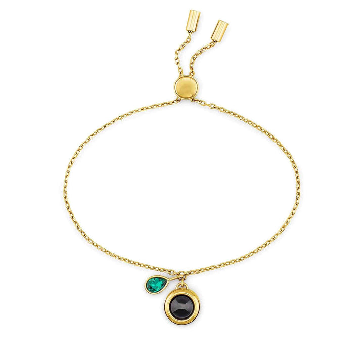 Customizable Birthstone Slider Bracelets - Wearing Felicity Personalized-Birthstone-Slider-Bracelet-Gold-Emerald Wear Felicity