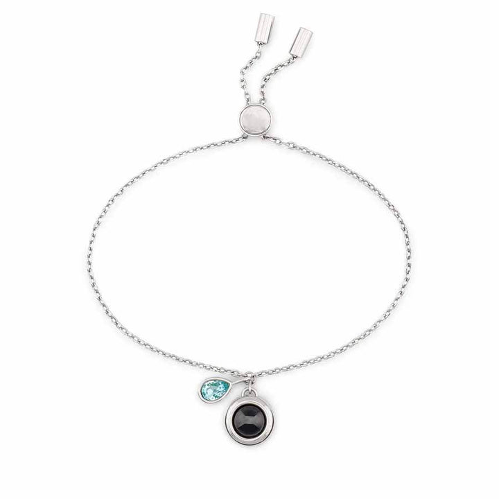 Customizable Birthstone Slider Bracelets - Wearing Felicity Personalized-Birthstone-Slider-Bracelet-Silver-Aquamarine Wear Felicity