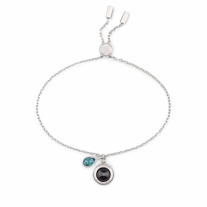 Customizable Birthstone Slider Bracelets - Wearing Felicity Personalized-Birthstone-Slider-Bracelet-Silver-Blue-Zircon Wear Felicity