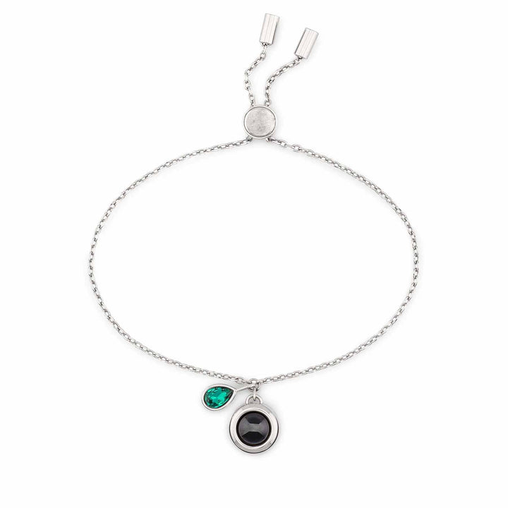 Customizable Birthstone Slider Bracelets - Wearing Felicity Personalized-Birthstone-Slider-Bracelet-Silver-Emerald Wear Felicity