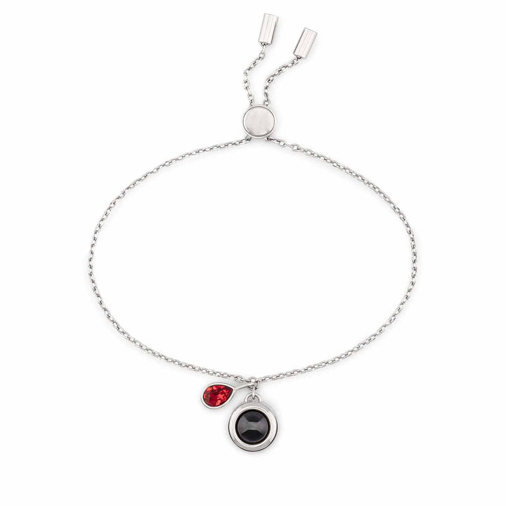 Customizable Birthstone Slider Bracelets - Wearing Felicity Personalized-Birthstone-Slider-Bracelet-Silver-Garnet Wear Felicity