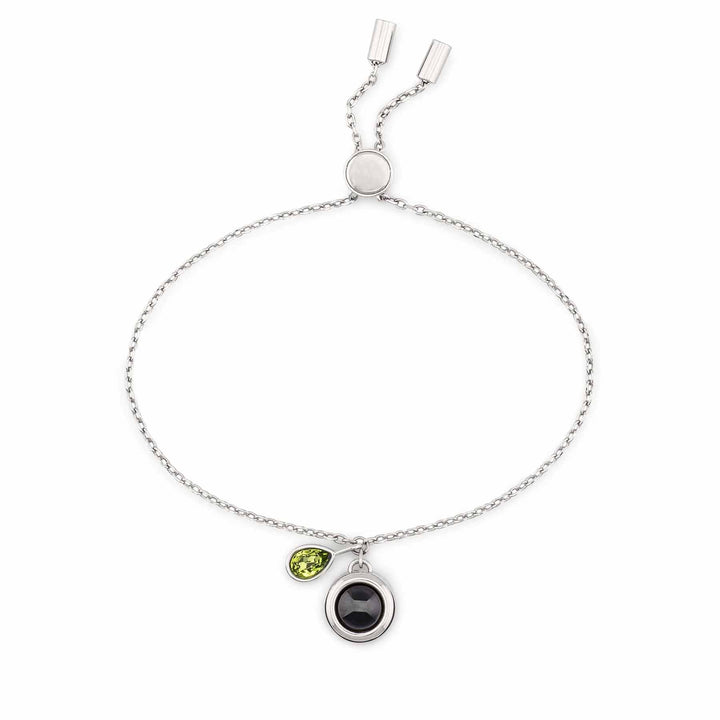 Customizable Birthstone Slider Bracelets - Wearing Felicity Personalized-Birthstone-Slider-Bracelet-Silver-Peridot Wear Felicity