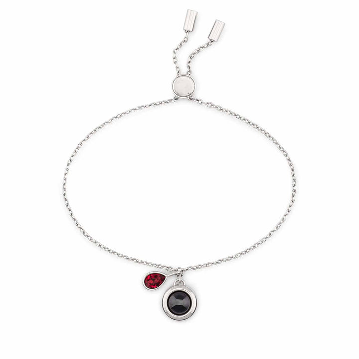 Customizable Birthstone Slider Bracelets - Wearing Felicity Personalized-Birthstone-Slider-Bracelet-Silver-Ruby Wear Felicity