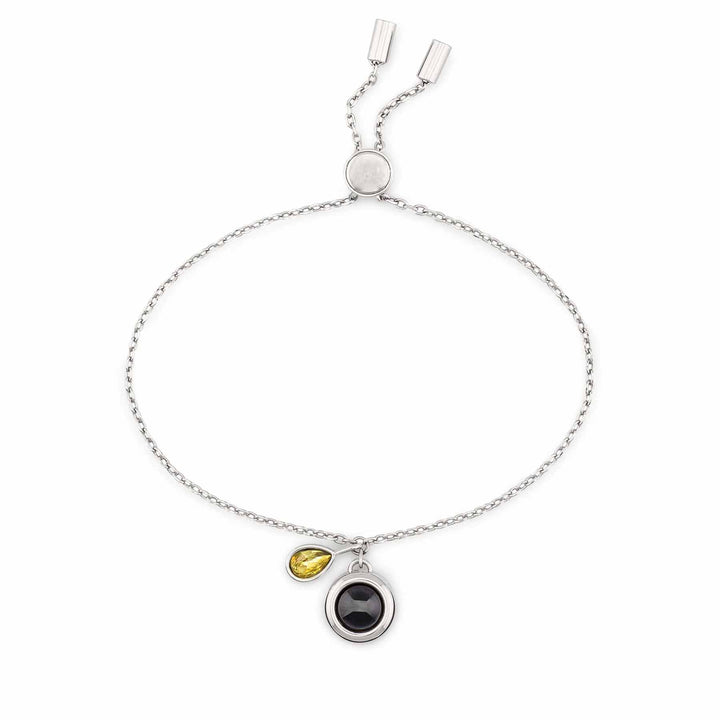 Customizable Birthstone Slider Bracelets - Wearing Felicity Personalized-Birthstone-Slider-Bracelet-Silver-Yellow-Topaz Wear Felicity