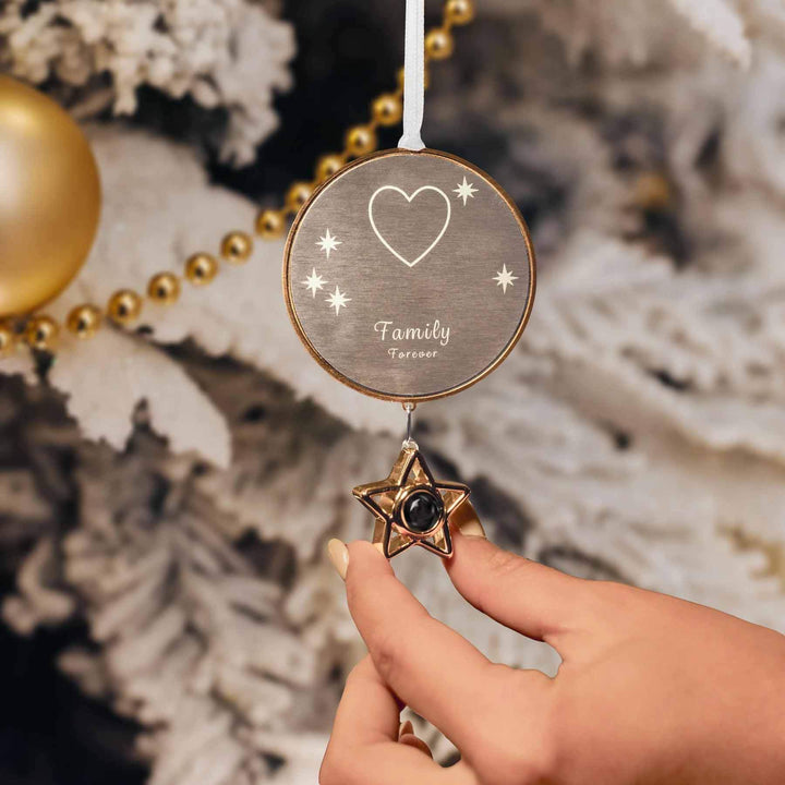 Personalized Star and Circle Photo Ornament - Wearing Felicity Personalized-Circle-and-Star-Photo-Ornament-02 Wear Felicity