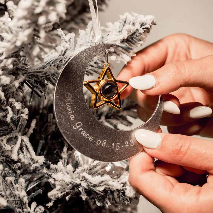 Custom Personalized Crescent Star Photo Ornament - Wearing Felicity Personalized-Crescent-Star-Photo-Ornament-02 Wear Felicity