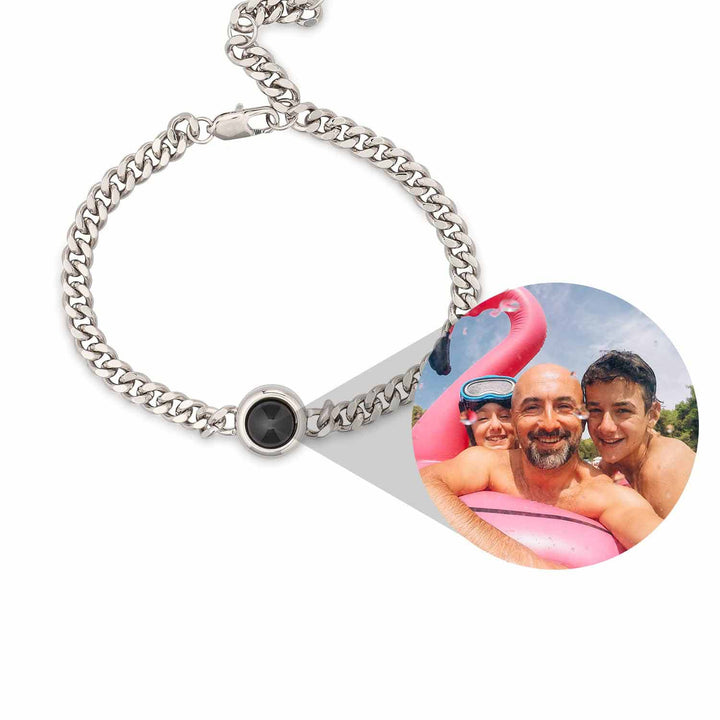 Customizable Curb Chain Photo Bracelet Gift - Wearing Felicity Personalized-Curb-Chain-Photo-Bracelet-Silver Wear Felicity