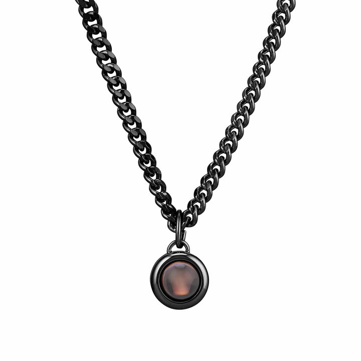 Custom Personalized Curb Chain Photo Necklace - Wearing Felicity Personalized-Curb-Chain-Photo-Necklace-Black Wear Felicity