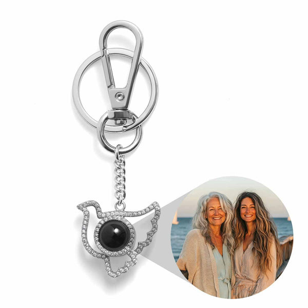 Personalized Dove Photo Keychain - Custom Gift - Wearing Felicity Personalized-Dove-Photo-Keychain Wear Felicity