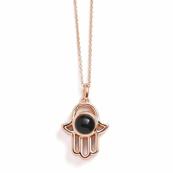 Personalized Hamsa Necklace for Unique Memories - Wearing Felicity Personalized-Hamsa-Necklace-Rose-Gold Wear Felicity