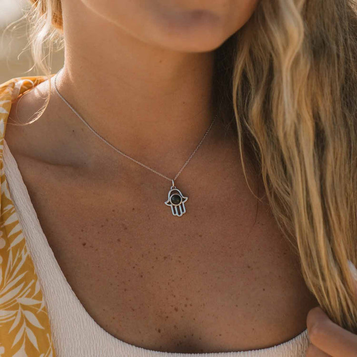 Personalized Hamsa Necklace for Unique Memories - Wearing Felicity Personalized-Hamsa-Necklace Wear Felicity