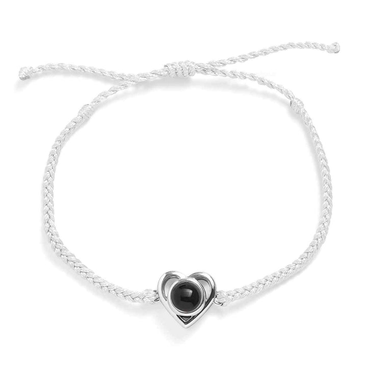 Personalized Heart Photo Bracelet - Custom Jewelry - Wearing Felicity Personalized-Heart-Photo-Bracelet-White Wear Felicity