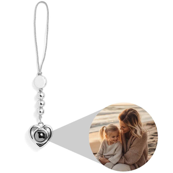 Custom Heart Photo Phone Charm - Unique Gift Idea - Wearing Felicity Personalized-Heart-Photo-Phone-Charm-Silver Wear Felicity