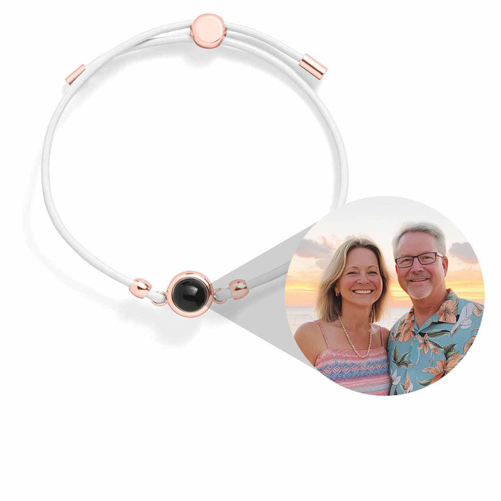 Custom Leather Slider Photo Bracelet for Gifts - Wearing Felicity Personalized-Leather-Slider-Photo-Bracelet-Birch Wear Felicity