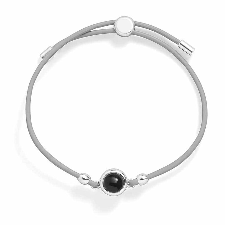 Custom Leather Slider Photo Bracelet for Gifts - Wearing Felicity Personalized-Leather-Slider-Photo-Bracelet-Steel Wear Felicity