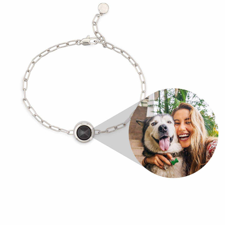 Custom Photo Bracelet Personalized Paper Clip Chain - Wearing Felicity Personalized-Paper-Clip-Chain-Photo-Bracelet-Silver Wear Felicity