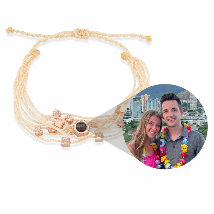 Custom Photo Bracelet with Love Charms - Personalize Now - Wearing Felicity Personalized-Photo-Bracelet-With-Love-Charms Wear Felicity