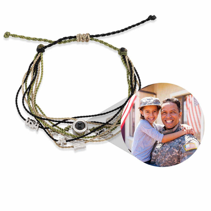 Personalized Military Photo Bracelet for Unique Gifts - Wearing Felicity Personalized-Photo-Bracelet-With-Military-Charms Wear Felicity