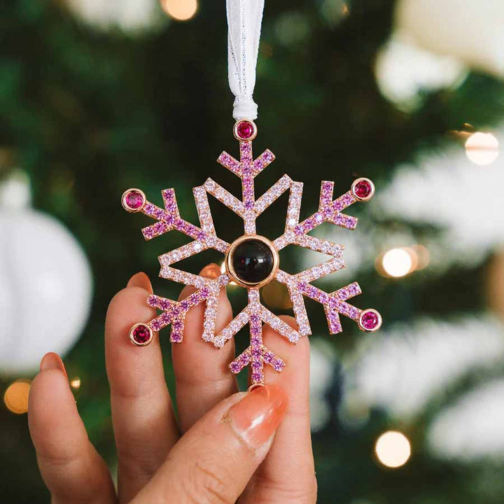 Personalized Pink Ombré Snowflake Ornament Gift - Wearing Felicity Personalized-Pink-Ombre-Snowflake-Photo-Ornament-02 Wear Felicity