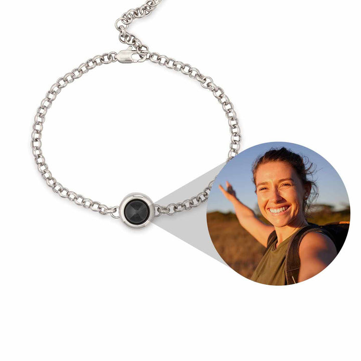 Customizable Rolo Chain Photo Bracelet for You - Wearing Felicity Personalized-Rolo-Chain-Photo-Bracelet-Silver Wear Felicity