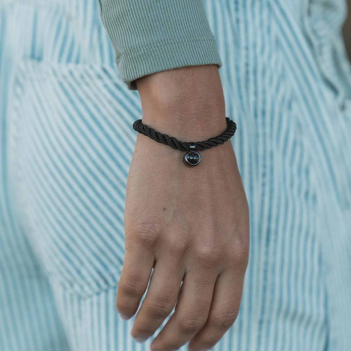 Custom Personalized Rope Circle Photo Bracelet - Wearing Felicity Personalized-Rope-Circle-Photo-Bracelet-01 Wear Felicity