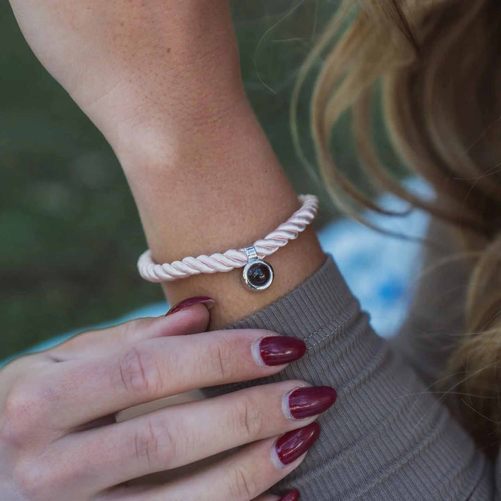 Custom Personalized Rope Circle Photo Bracelet - Wearing Felicity Personalized-Rope-Circle-Photo-Bracelet-02 Wear Felicity