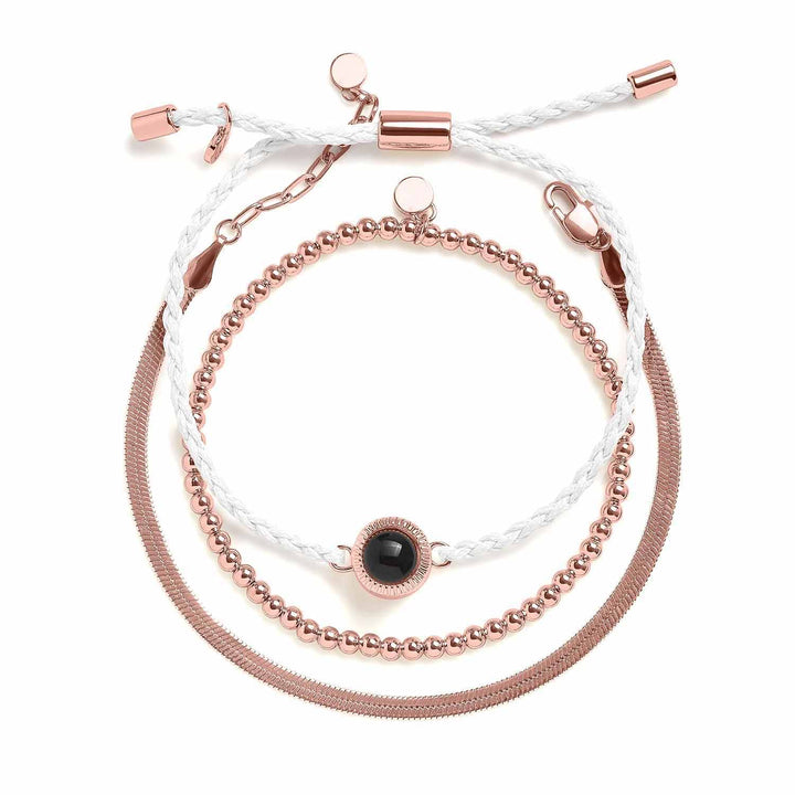Customizable Stack Photo Bracelet for Unique Style - Wearing Felicity Personalized-Stack-Photo-Bracelet-White-Rose-Gold Wear Felicity