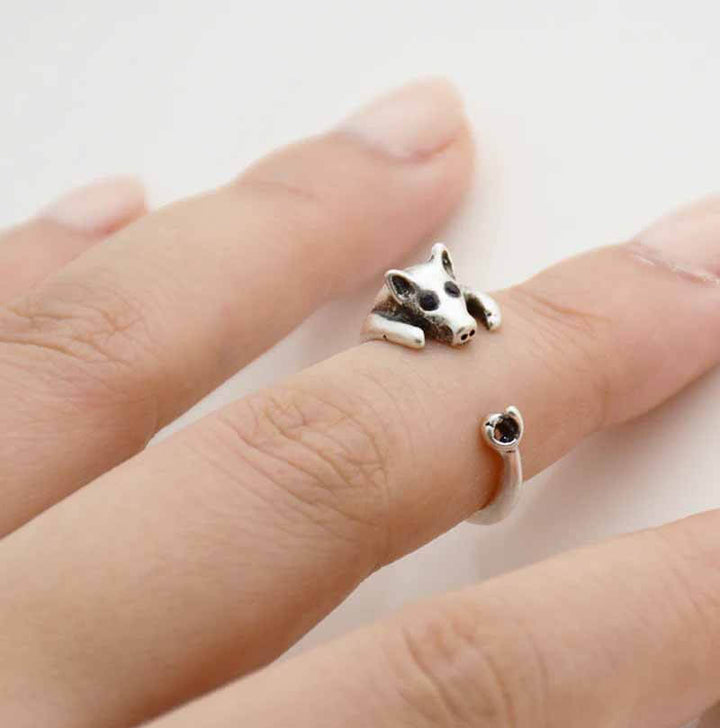Buy Stylish Pig Wrap Rings for Animal Lovers - Wearing Felicity Pig-Wrap-Ring-Silver Wear Felicity