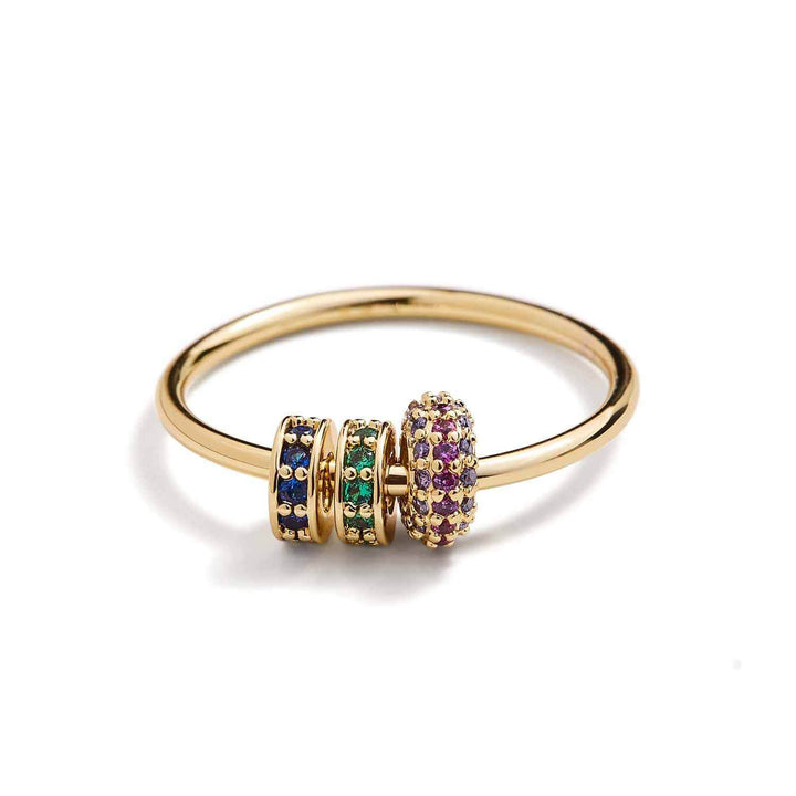Elegance Meets Calm: Rondelle Trio Fidget Ring - Wearing Felicity Rondelle-Trio-Fidget-Ring-Gold Wear Felicity