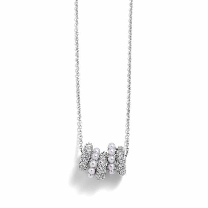 Sparkling Rondelle Trio Necklace - Elegant Glamour - Wearing Felicity Rondelle-Trio-Necklace-Silver Wear Felicity