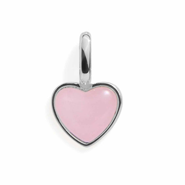 Elegant Rose Quartz Heart Charm for Jewelry Lovers - Wearing Felicity Rose-Quartz-Heart-Charm-Silver Wear Felicity