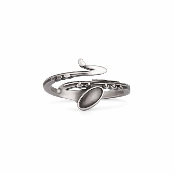 Stylish Saxophone Wrap Ring for Music Lovers - Wearing Felicity Saxophone-Wrap-Ring-Antique-Silver Wear Felicity