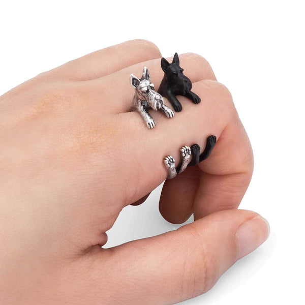 Charming Scottish Terrier Wrap Ring for Dog Lovers - Wearing Felicity Scottish-Terrier-Wrap-Ring-01 Wear Felicity